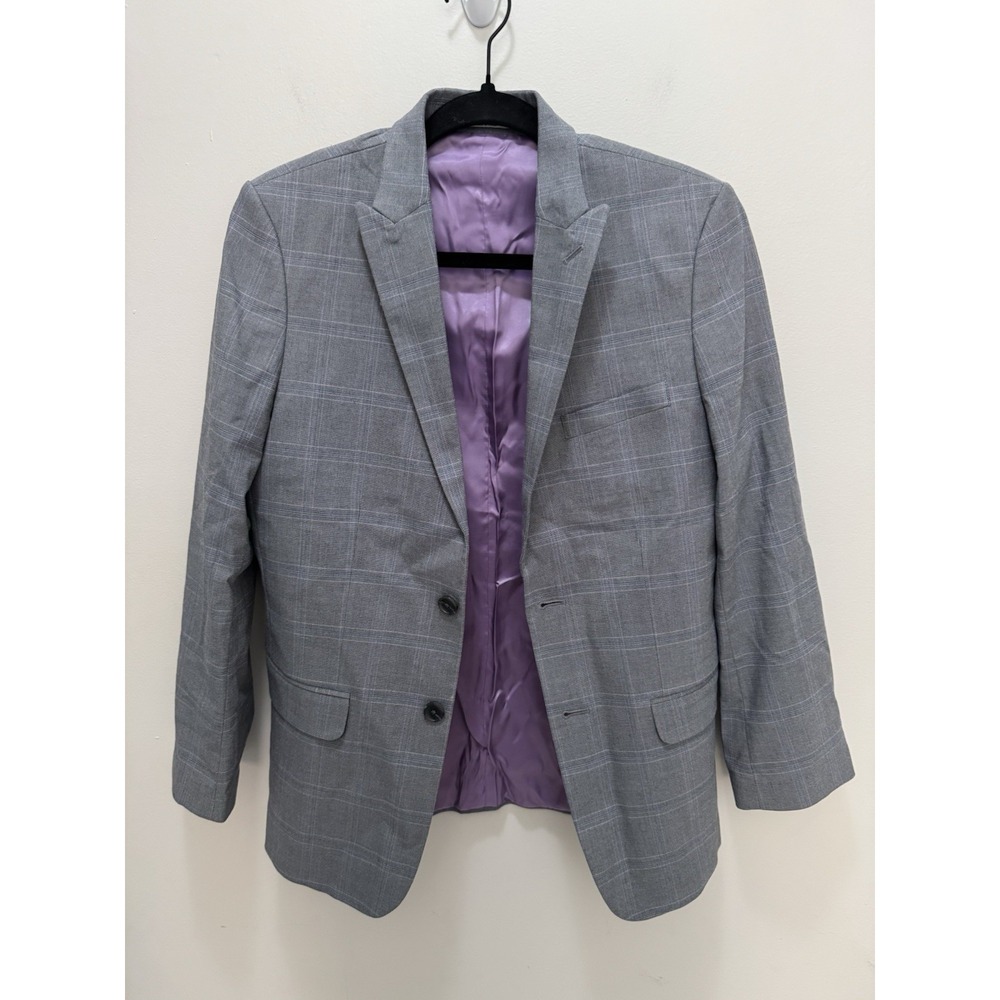 Calvin Klein Gray Blazer with Purple Lining